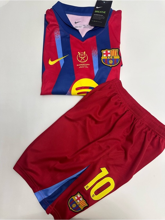 Nike Other - Kid’s FC Barcelona Striped Home Soccer Set - Red, Blue & Yellow
